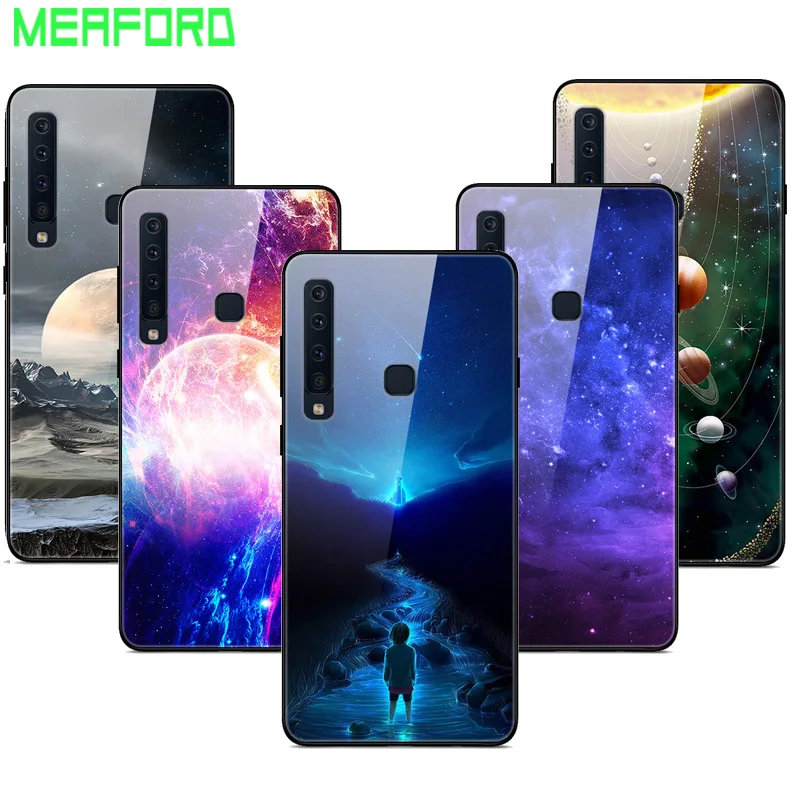 Чехол из закаленного стекла для samsung Galaxy A9, чехол с планетой космосом, стеклянный чехол на заднюю панель для samsung A9 A920F A920 A9S, чехол
