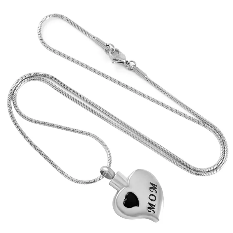 

IJD9180 Stainless Steel Heart Love Mom Cremation Necklace for Ashes Urn Memorial Pendant Jewelry