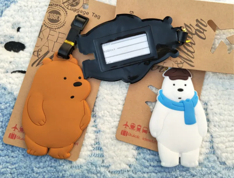 Забавный мишка багажные бирки силикагель чемодан имя ID Адрес Этикетка багажная
