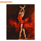 CHENISTORY Fire балетный танцор, DIY Цифровая живопись по номерам, набор, Раскрашивание по номерам, настенное художественное изображение для настенного искусства