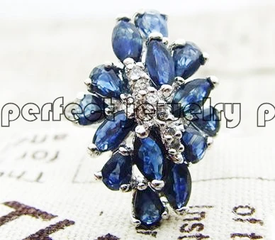 Natural sapphire ring 0.5ct*14pcs gemstone Free shipping real 925 sterling silver Fine jewelry #C190118007 | Украшения и