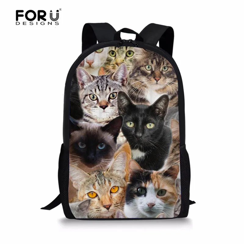 Z4595C FORUDESIGNS/3 шт./компл. очаровательного котенка кота школьный рюкзак для девочек синий школьный учащихся начальной школы книга сумка Mochila escolar - Цвет: Z4595C