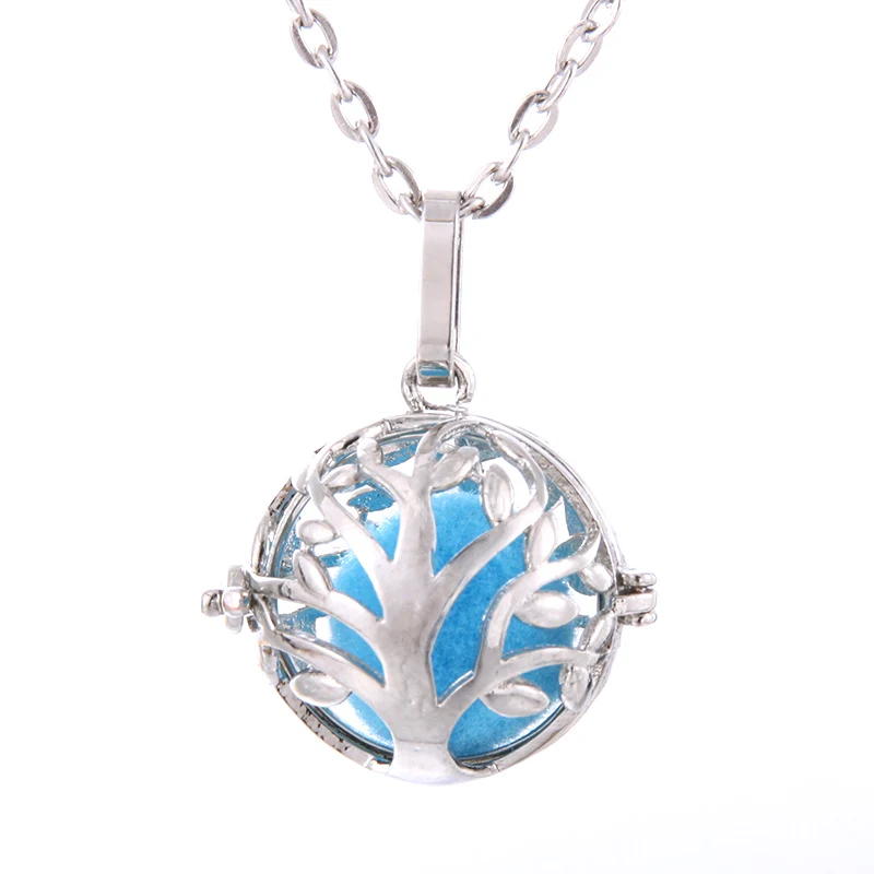 

life Tree aromatherapy cage Diffuser Necklace Lockets Pendant Perfume Essential Oil Aromatherapy Locket Necklace Pearl Cage