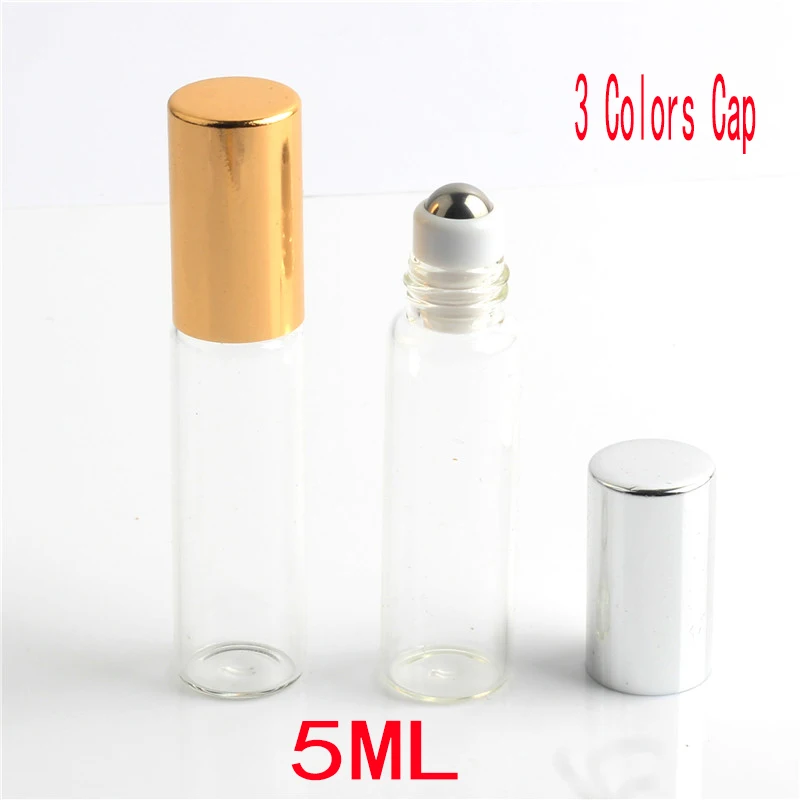 5 мл штук Лидер продаж стеклянная бутылка с роликом для эфирных масел золотой