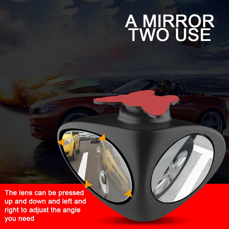 1 Piece Car Blind Spot Mirror 360 Degree Convex Rotatable 2 Side Automibile Exterior Rear View Parking Safety Accessories |