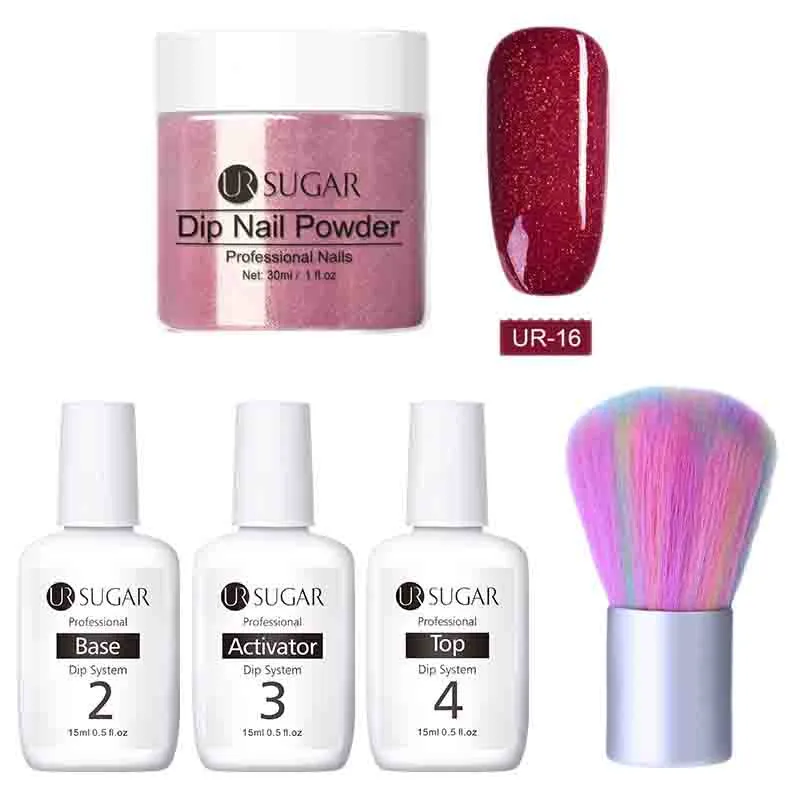 16 Ur Sugar 5 шт./лот погружение блеск для ногтей порошок без лампы лечения Dip система Французский маникюр с базой активатор жидкий гель комплект - Цвет: 16