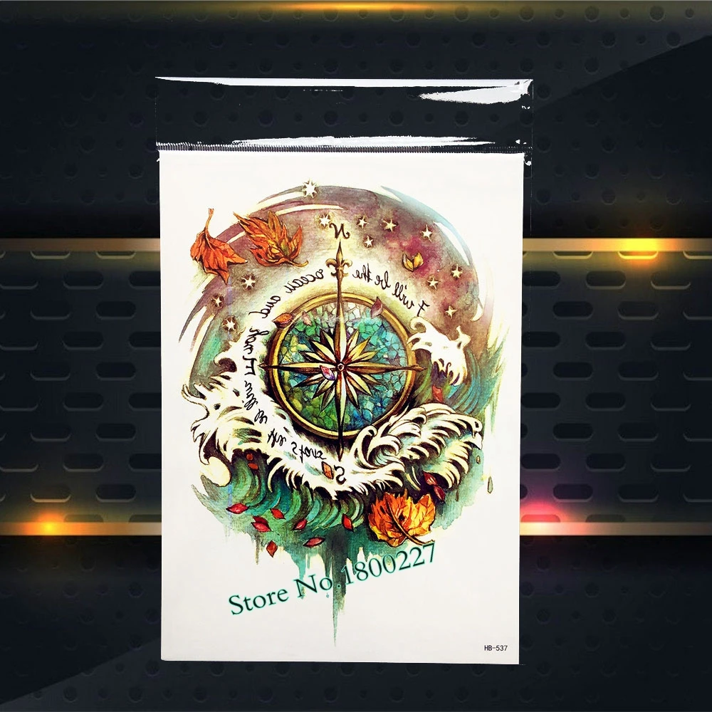 Женские сексуальные Временные татуировки компас поддельные флэш наклейки 3D PHB 573