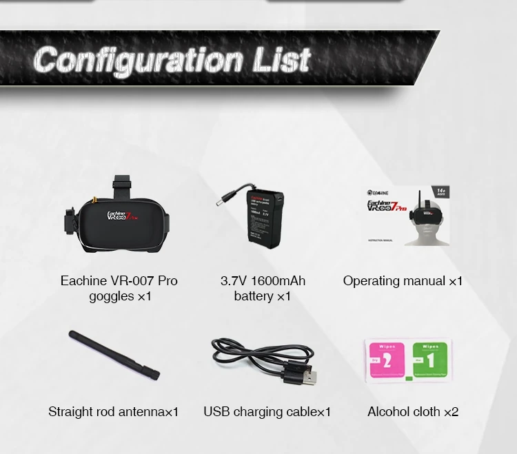 VR-007 Pro VR007 5,8G 40CH FPV очки 4,3 дюймов видео гарнитура 3,7 V 1600mAh батарея VS Skyzone SKY02S V+ Aomway Commander