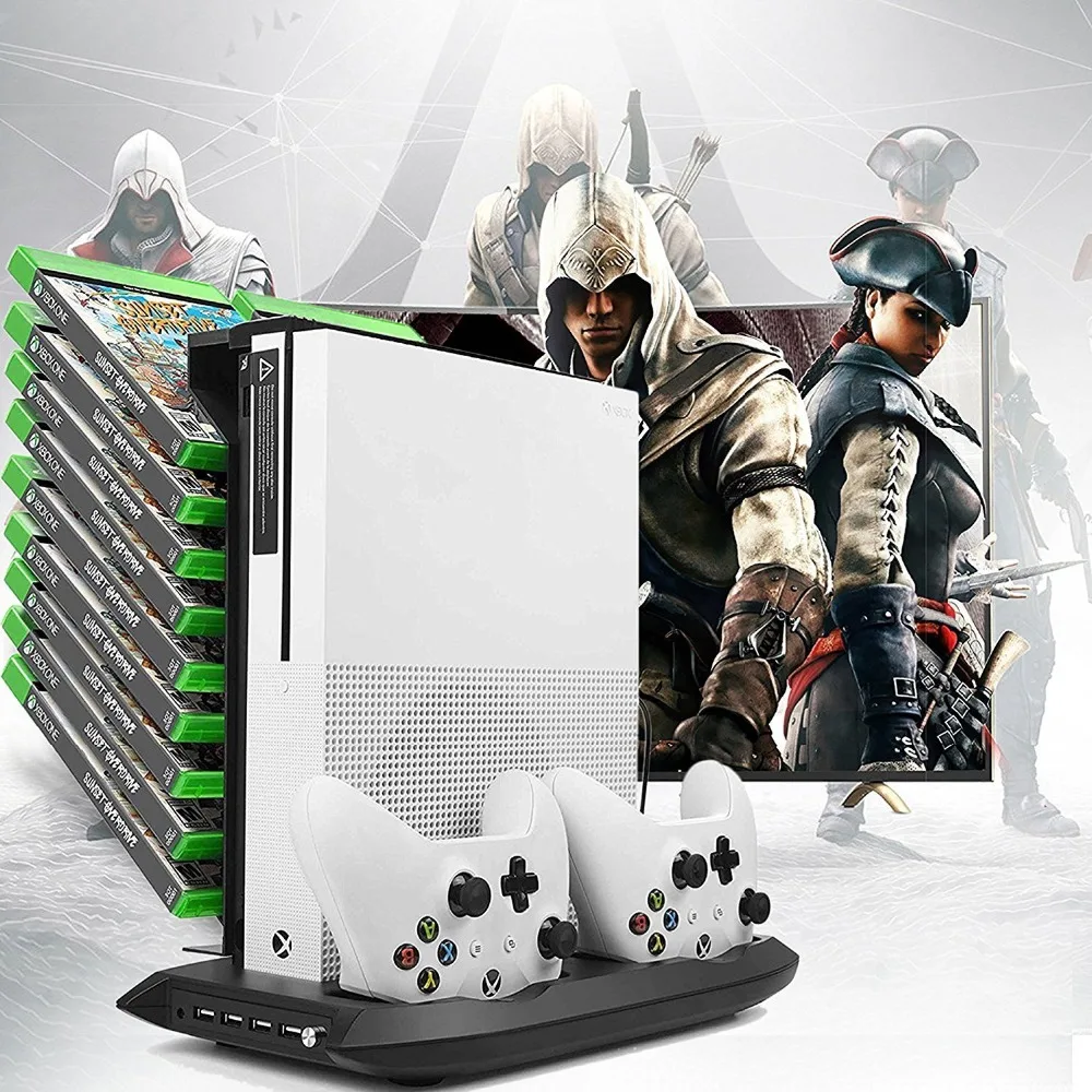 Вертикальная подставка охлаждающий вентилятор для Xbox One S /Slim с контроллером