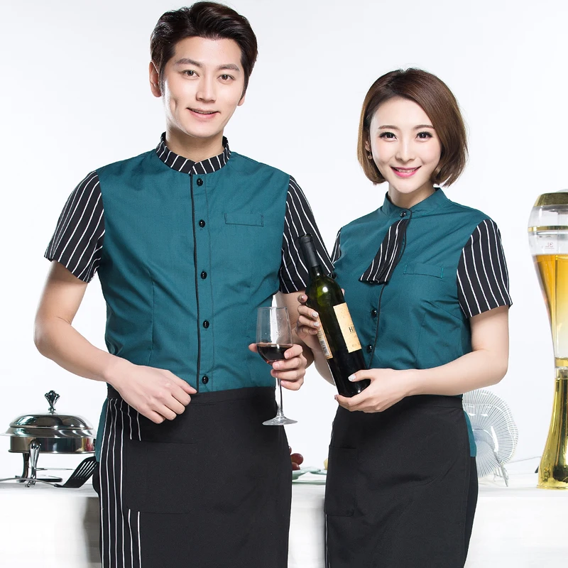 Рубашка для официанта с коротким рукавом рабочая одежда работы ресторана кафе