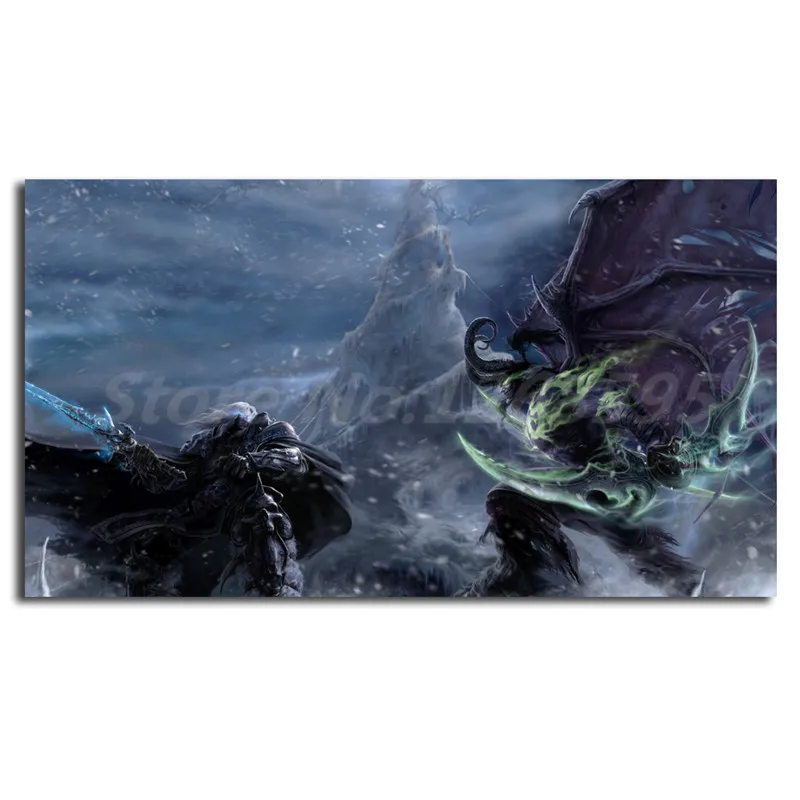 World Of Warcrafts Arthas Vs Illidan настенные художественные плакаты с принтами картины для