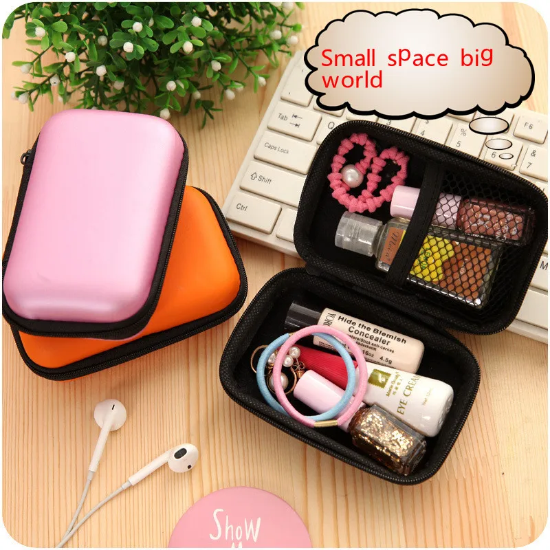 Portable data cable storage bag headphone box change zipper for mobile phone line headset | Дом и сад
