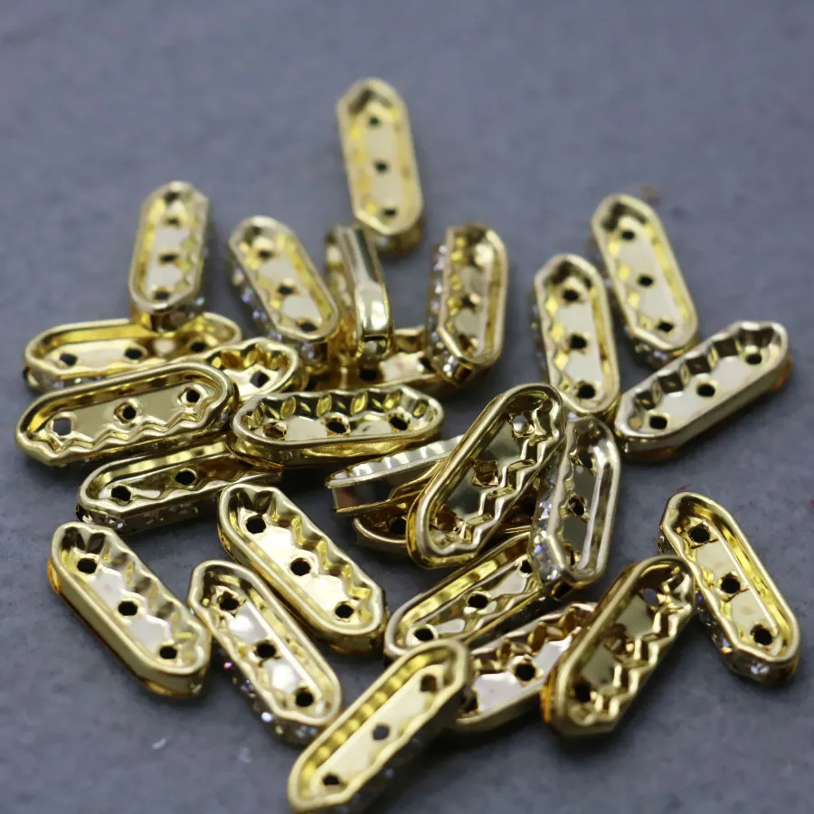 10 шт оптом золотые прямоугольные отдельные бусины Стразы металлические