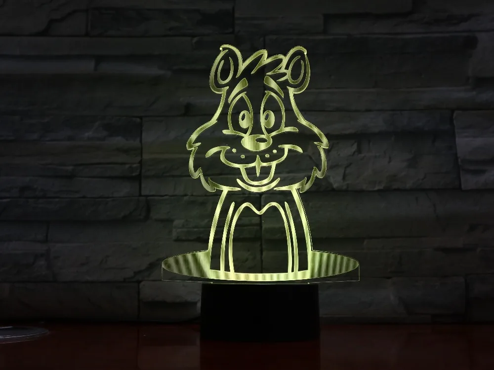 3D лампа с мультяшным Кроликом Оптическая иллюзия 7 цветов настольная
