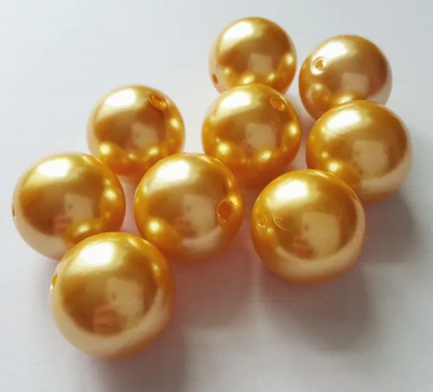 20 мм 110 шт./лот золотистые желтые акриловые жемчужные бусины крупные из жемчуга