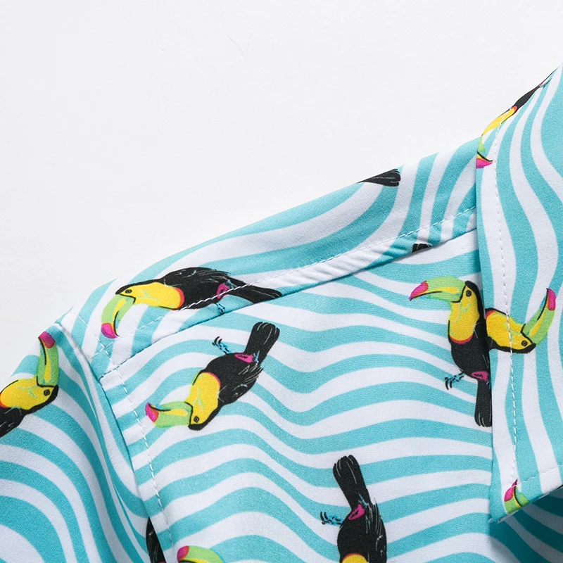 Мужские летние пляжные Гавайские рубашки 2019 брендовые с коротким рукавом