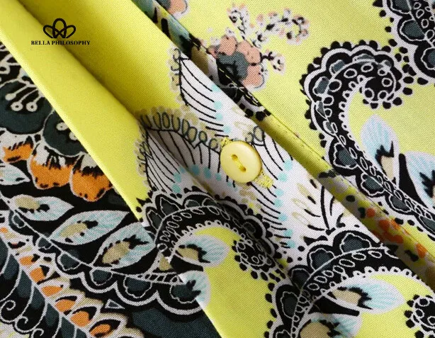 Женская этническая блузка с длинными рукавами цветочным принтом пейсли желтая