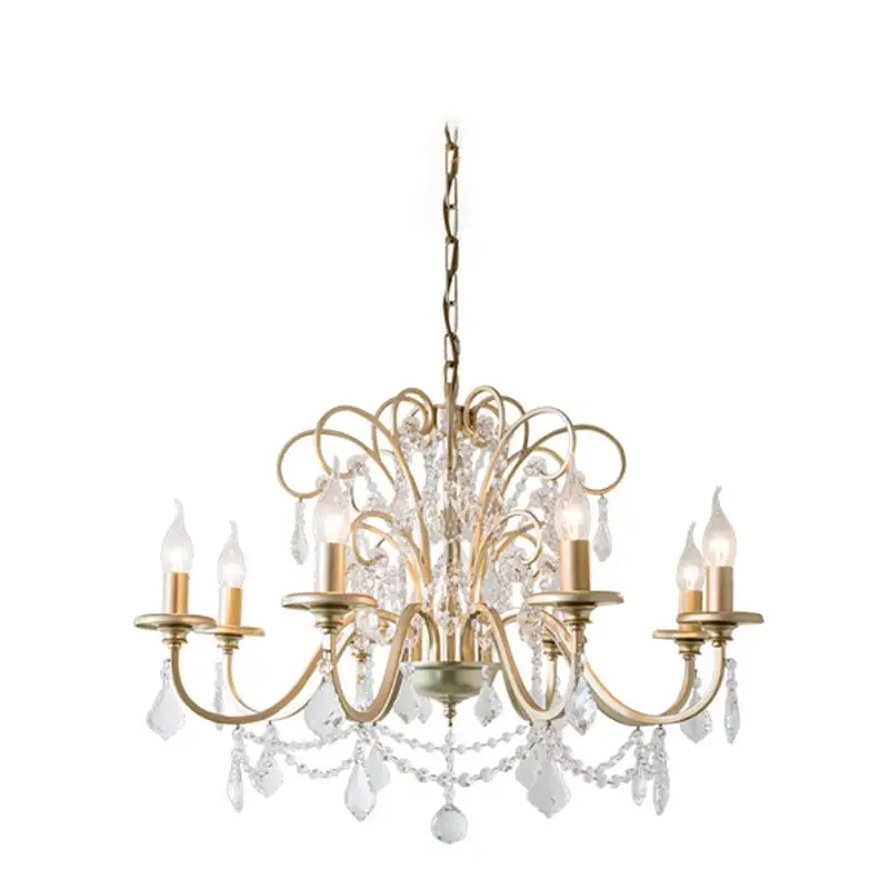 

Living room dining room lamp bedroom pastoral European wrought iron champagne gold creative chandelier crystal chandeliers