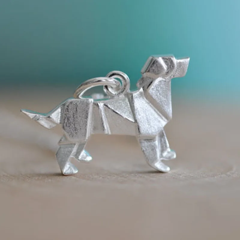 Labrador Retriever Origami Necklace Silver Golden Charm Pendant | Украшения и аксессуары