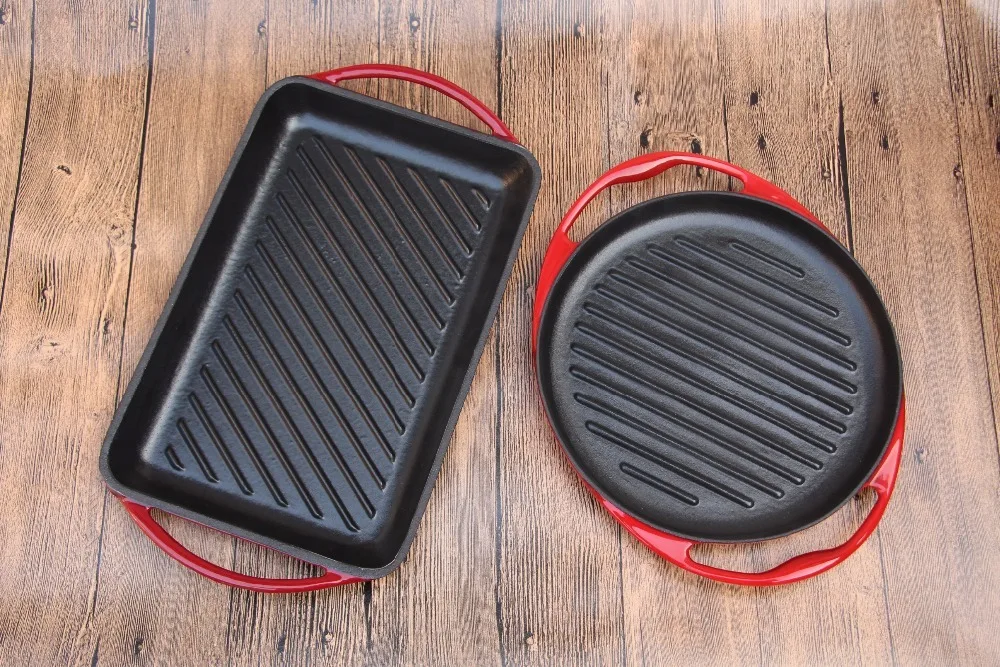 

Fried steak special enamel cast iron pan thickened stripe household non stick frying pot electromagnetic furnace roasting pan