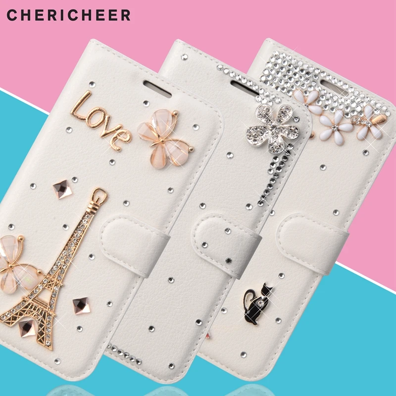 Кожаный чехол с откидной крышкой и стразами для Wileyfox swift 2 |