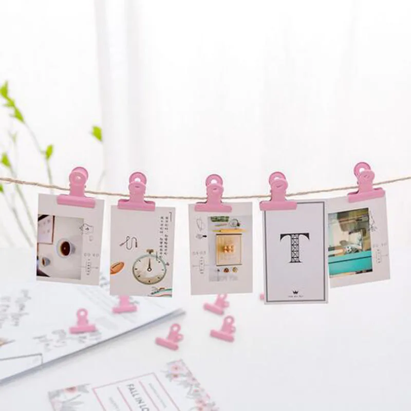 1pcs Colored Metal Binder Clips Pink Clamp For Office School Paper Bills Receipt Organizer Binding Supply | Канцтовары для офиса и