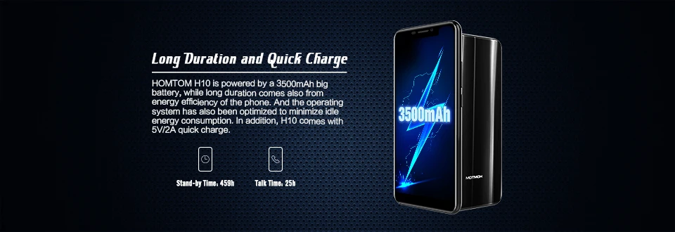 Оригинальный HOMTOM H10 5 85 дюймов Android 8 1 смартфон 4 ГБ ОЗУ 64 Гб ПЗУ Face ID MTK6750T