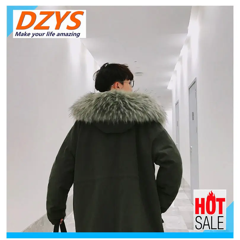 

Cotton man's long Men's cotton suit 2018 new coat Korean version hooded cotton jacket thickened winter coat male tide