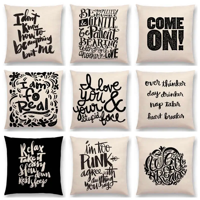 Хит продаж черно-белый узор декоративные буквы забавные слова важные говорящие