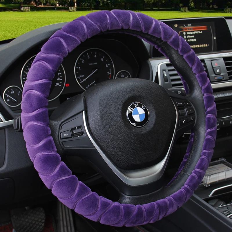 

Anti-Slip PLUSH Car Steering Wheel Covers Interior Accessories 38cm for BMW F01 F06 F30 F10 F15 F16 F20 F21 F25 Car Styling