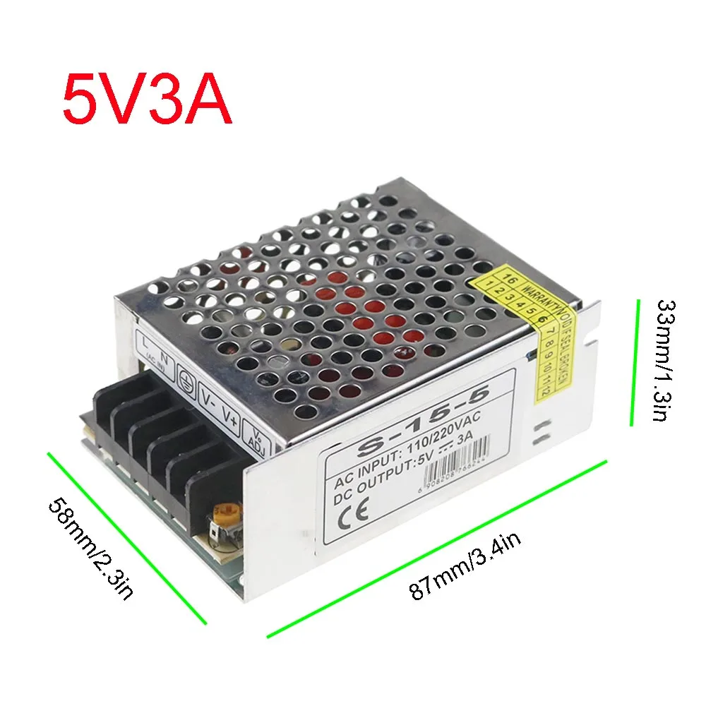 5V 3A DC5V Мощность адаптер питания Трансформатор полный ток AC100-240V 2A 3A 5A 10A 20A 30A 40A 60A для 5V Светодиодные ленты WS2812B JL - Цвет: 5V 3A