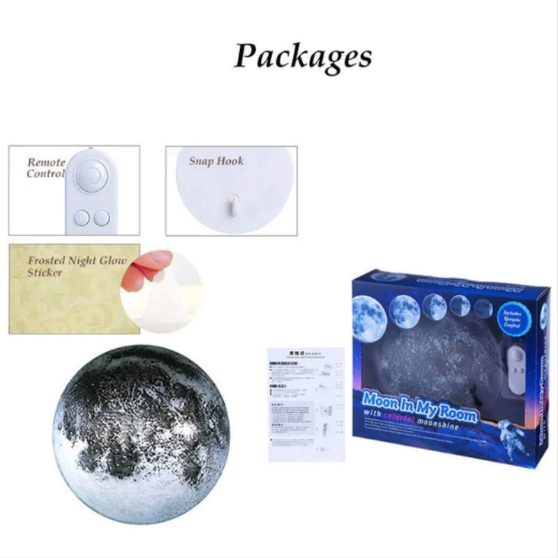 Led Wall Moon Lamp/Lights For Bedroom/Children'S Room Remote Control Night Light kids Healing Bedside decorative Lamp | Лампы и