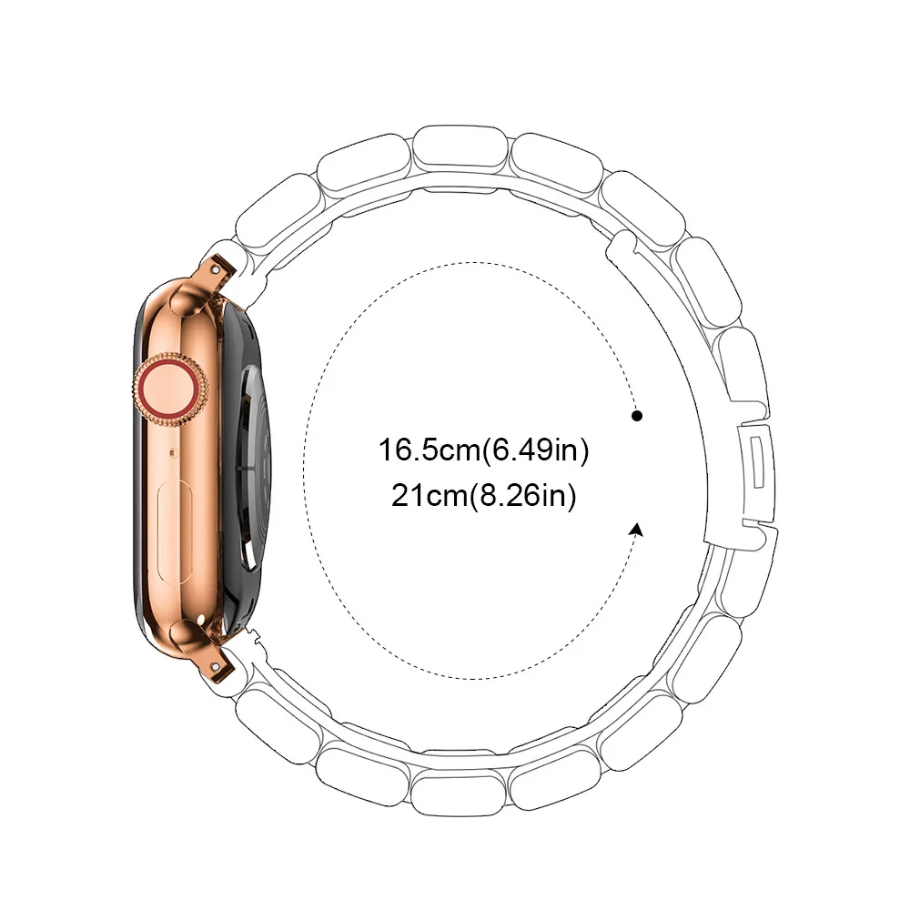 Браслет из смолы для Apple Watch Series 6 5 4 40/38 мм 44/42 с ремешком нержавеющей стали пряжкой