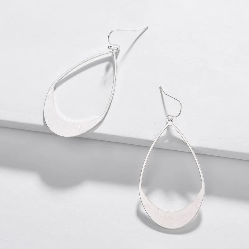 Silver Plated Минималистичные каплевидные золотые серебряные латунные Висячие серьги женские ювелирные свисающие серьги - Окраска металла: Silver Plated