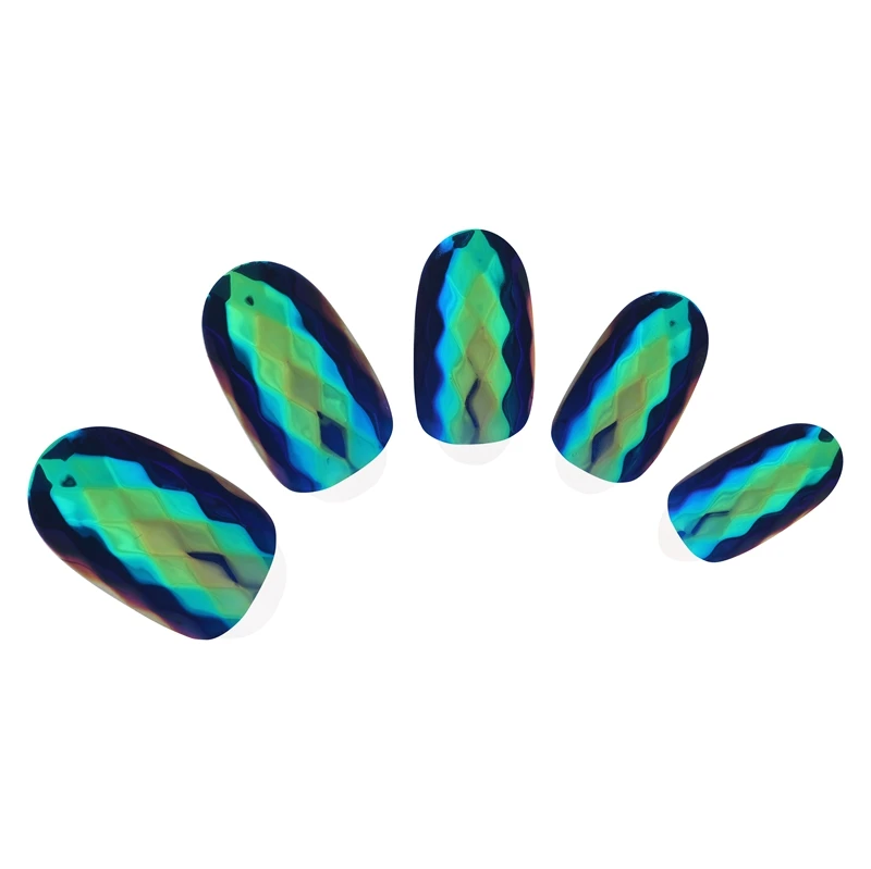 NDK-LX02-11 NADECO Мода Lozenge лицо клей вкладки хром голографическая роскошь нажмите на ногти Советы - Цвет: NDK-LX02-11