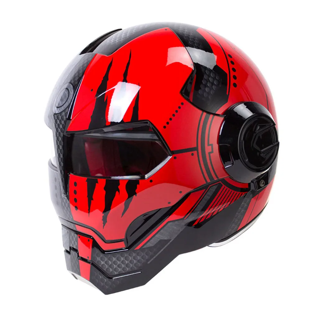 Bright Black Red Herobiker мотоцикл шлем Винтаж Ретро аварии измельчитель кафе, для гоночного мотоцикла мотоциклетных шлемов мотоцикл шлем, полностью закрывающий лицо - Цвет: Bright Black Red