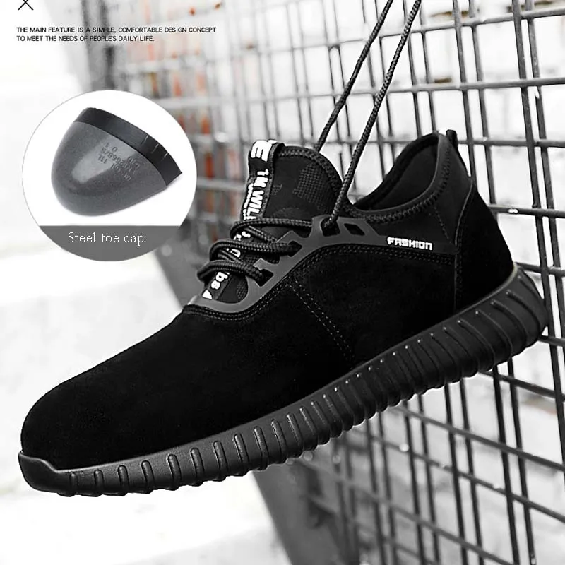 2019 New Men Steel Toe Boots Safety Shoes Casual Breathable Suede Work For Protective Construction | Обувь