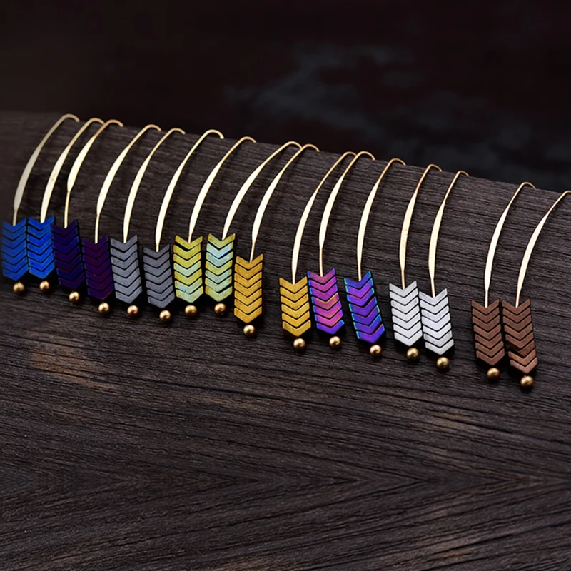 Boho Стиль 8 цветов зеленый камень свисающие серьги для женщин в винтажном стиле