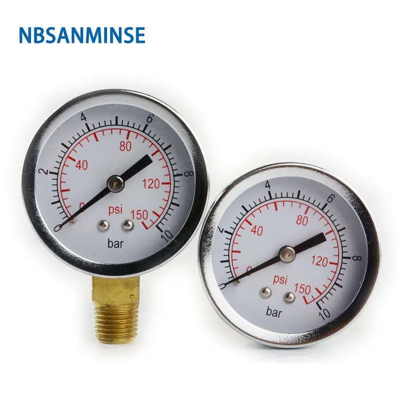 NBSANMINSE SMCB Универсальный манометр 1/4 дюйма G / NPT 2 50 мм металлический 10 бар 150 Psi