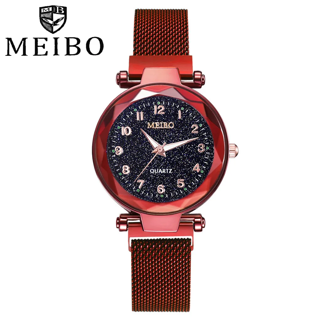 Женские кварцевые наручные часы Meibo модные с плоской стеклянной сеткой и