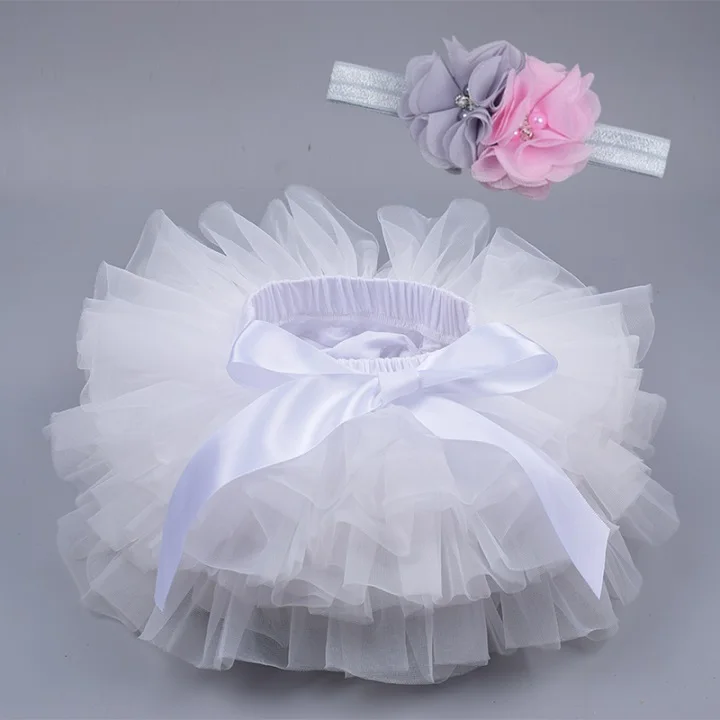 White Infant Newborn Fluffy Pettiskirts Tutu Baby Girls Skirts Princess Skirt Party Clothes Tulle Bloomers Diaper Cover Baby Outfits - Цвет: White