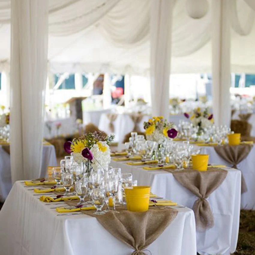 5 шт. 300x30 см Натуральная джутовая скатерть для стола в рустикальном классическом