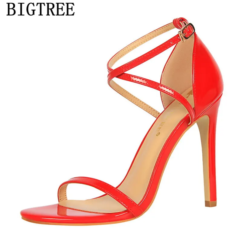 Босоножки Bigtree женские из лакированной кожи пикантные сандалии на очень высоком