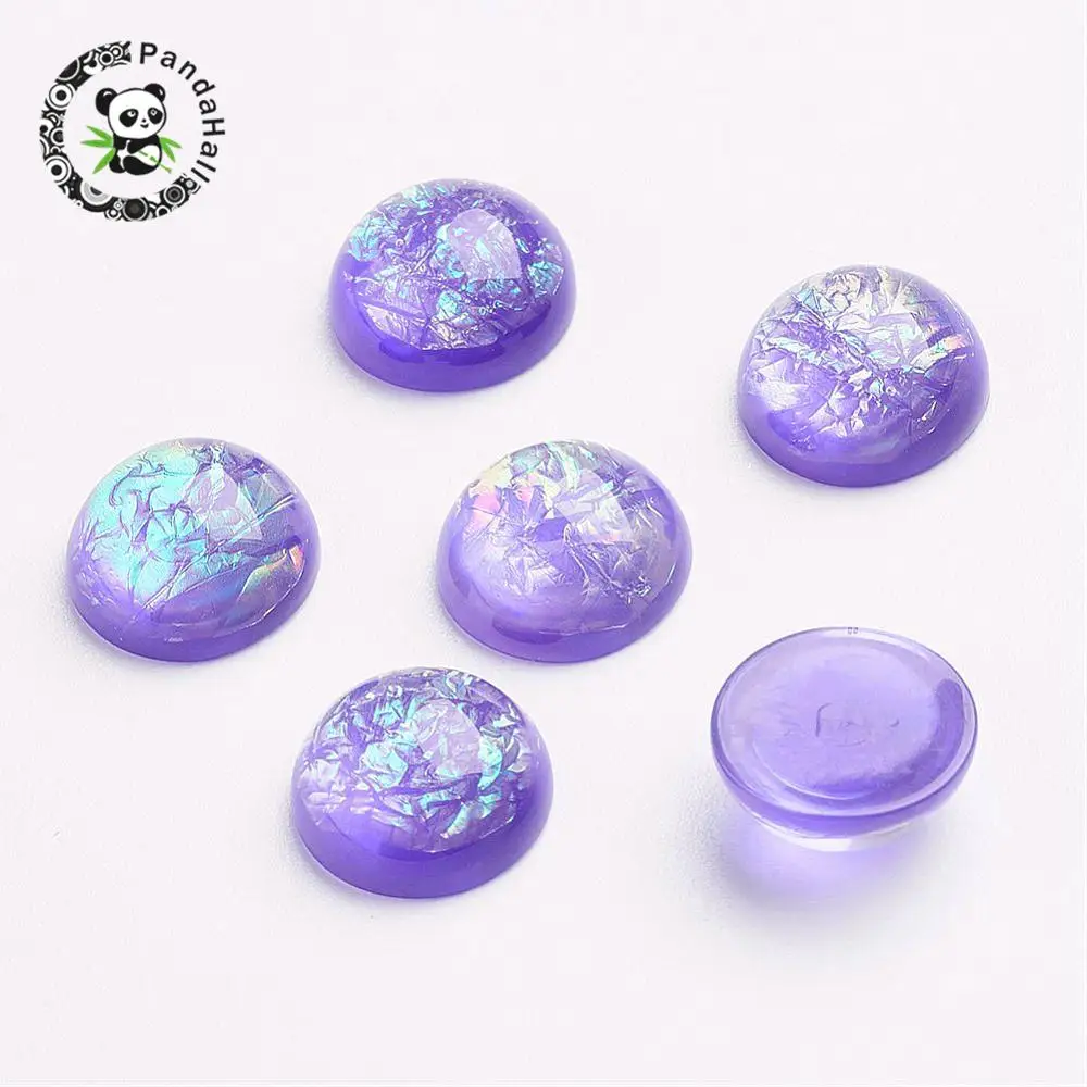 

Half Round Resin Imitation Opal Cabochons, MediumPurple, 12mm