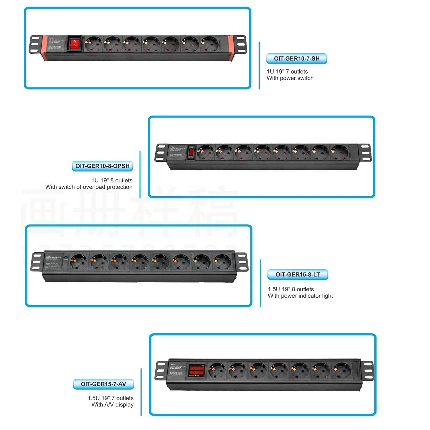 Блок питания PDU 1U/1.5U 19 дюймов 7/8 AC ЕС розетки с выключателем питания защита от перегрузки/индикатор светильник/AC Дисплей удлинитель