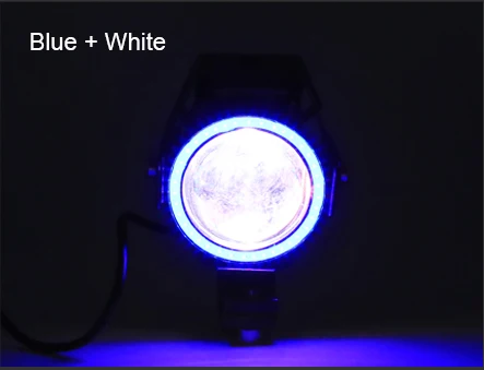 Blue and White EURS 2 шт. 125 Вт светодиодный фонарь для мотоцикла 3000лм COB U7, прожектор для вождения мотоцикла, точечная фара с 1 шт. переключателем - Цвет: Blue and White