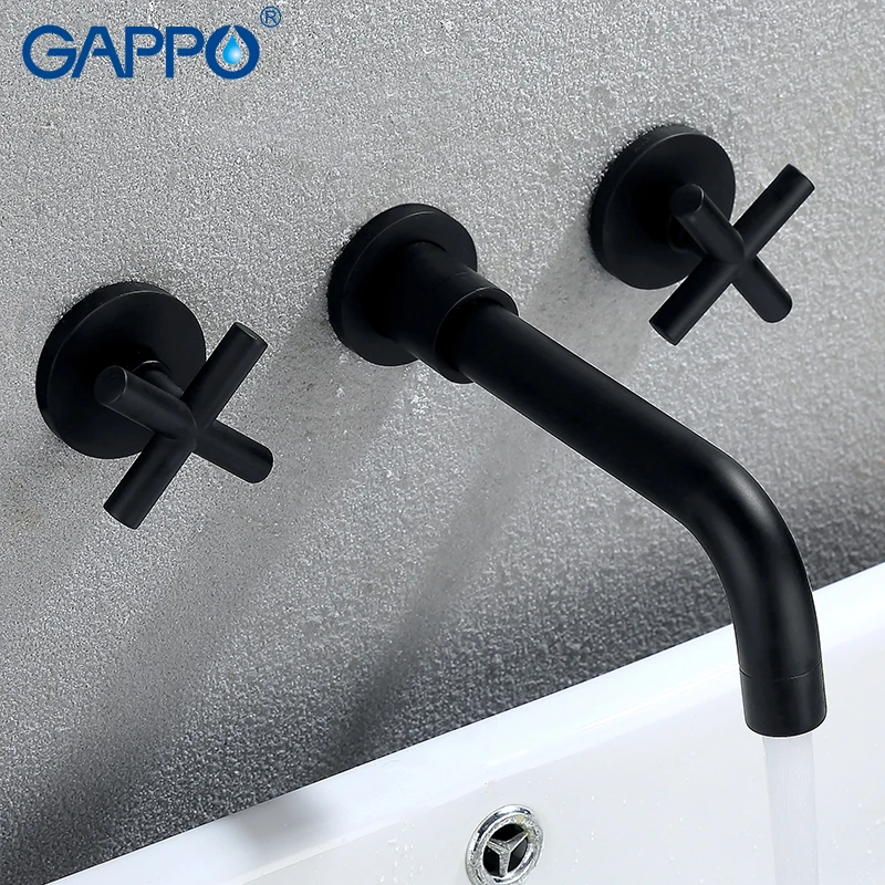 

Смесители для умывальника GAPPO, черные краны для ванной комнаты, водопад, для ванной комнаты, настенный кран