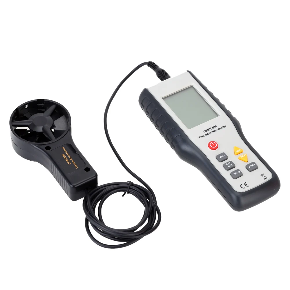 Высокочувствительный lcd CFM/CMM Анемометр сохраняющая тепло, термо-Анемометр инфракрасный термометр Измерение скорости ветра анемограф