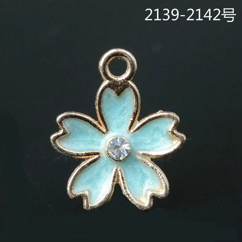 50PCS Oil Drop Core Flower DIY Jewelry Bracelet Necklace Pendant Charms Gold color Enamel Floating Charm