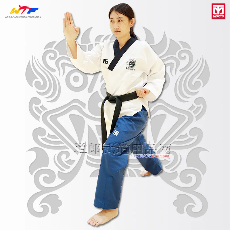 WTF Mooto Basic Poomsae костюм для тхэквондо официальная униформа мальчиков и девочек 100-200